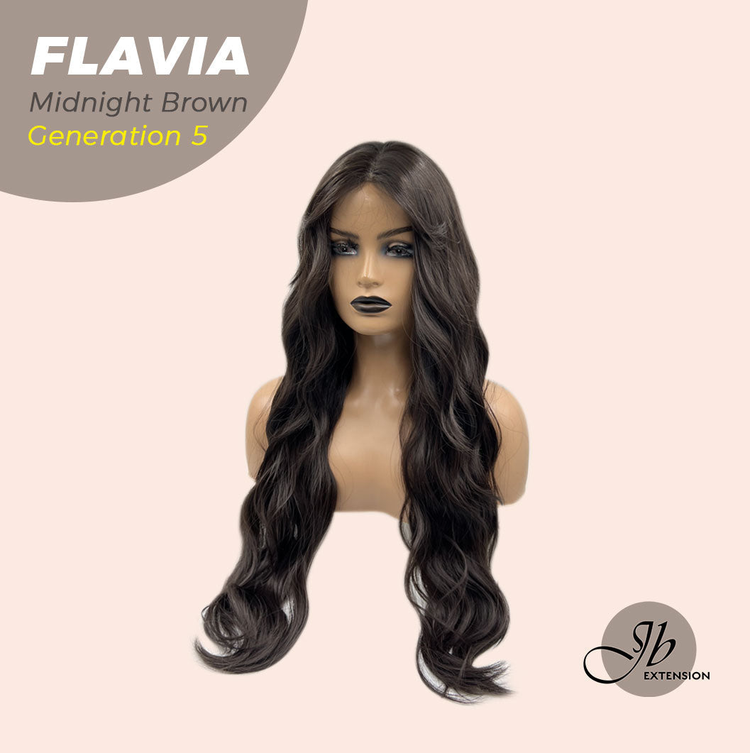 JBEXTENSION GENERATION FIVE 28 Inches Midnight Brown( Black/Brown) Body Wave Wig FLAVIA MIDNIGHT BROWN ( Black/Brown)