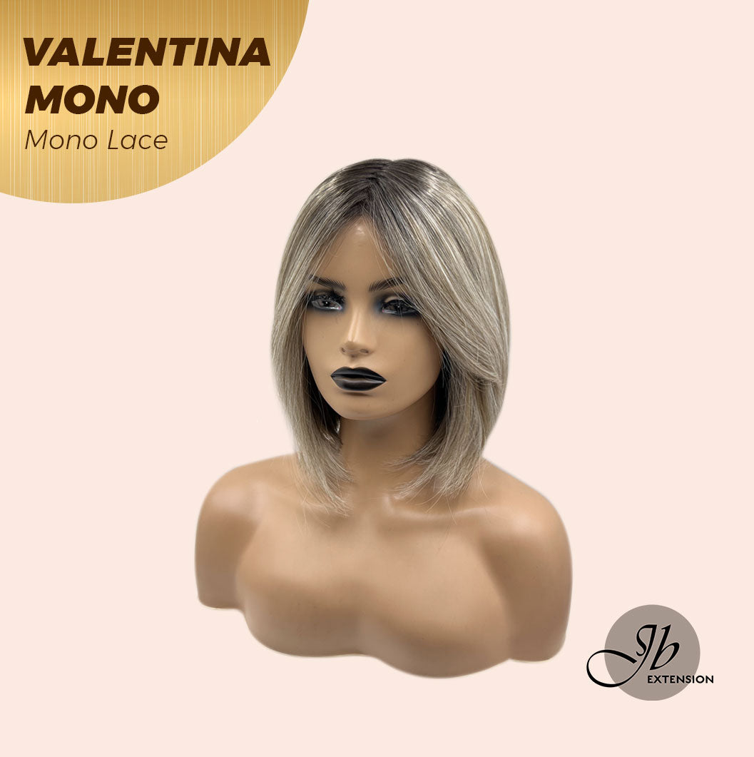 JBEXTENSION VALENTINA MONO Monofilament Handmade Wig 6X5 Full Monofilament Hand Tied Top Wig 12 Inches Ombre Brown Full Mono Lace Wig With Anti-slip Silicone Strips Glueless Wig VALENTINA MONO【BENDY EAR TABS】