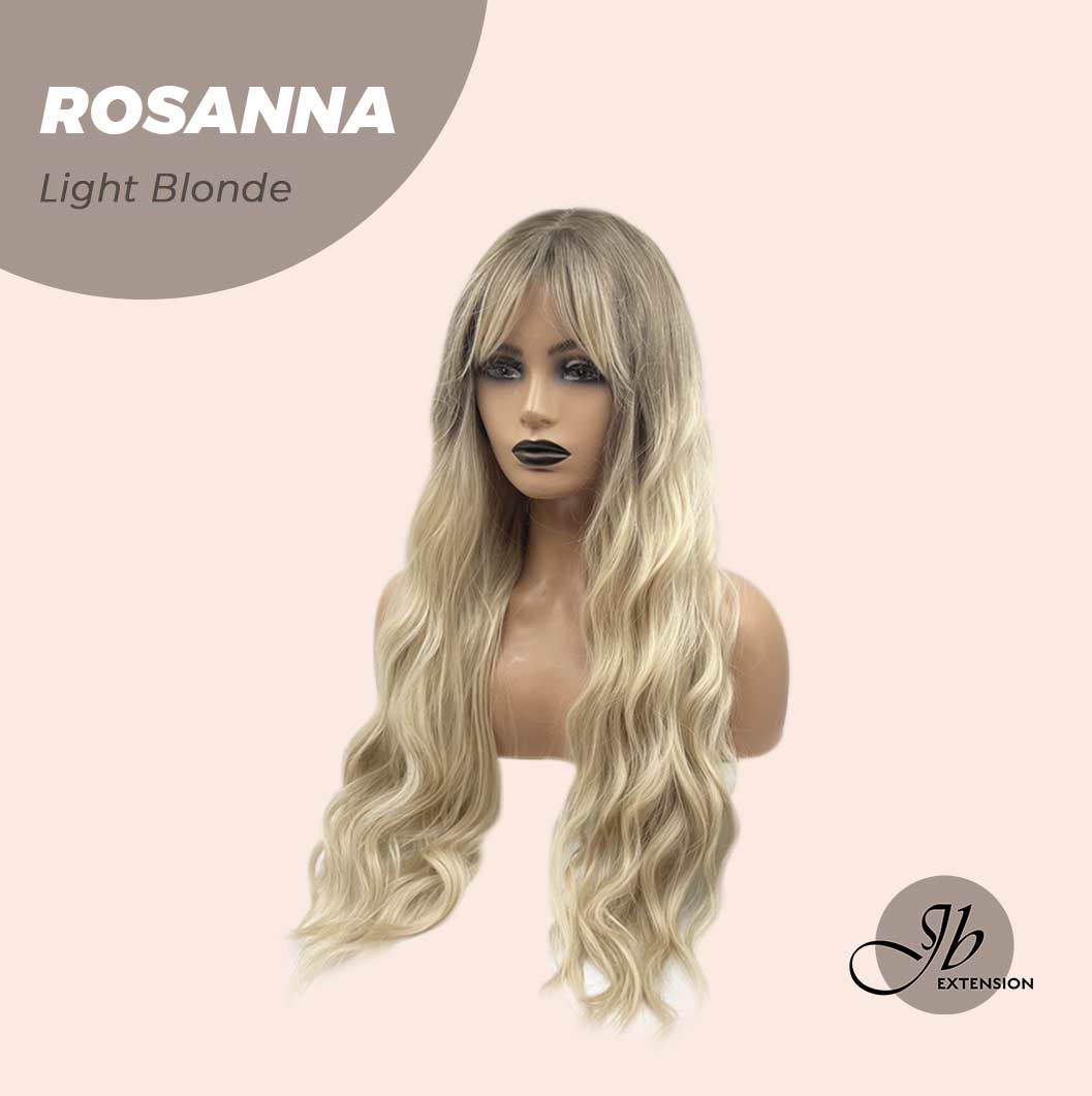 JBEXTENSION 28 Inches Long Body Wave Light Blonde Wig With Bangs ROSANNA LIGHT BLONDE