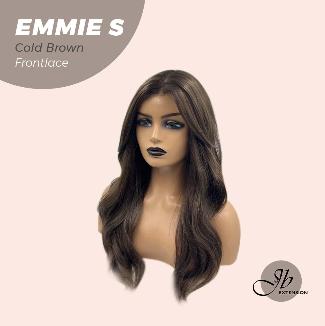 JBEXTENSION 22 Inches Curly Cold Brown Pre-Cut Frontlace Glueless Wig EMMIE S COLD BROWN