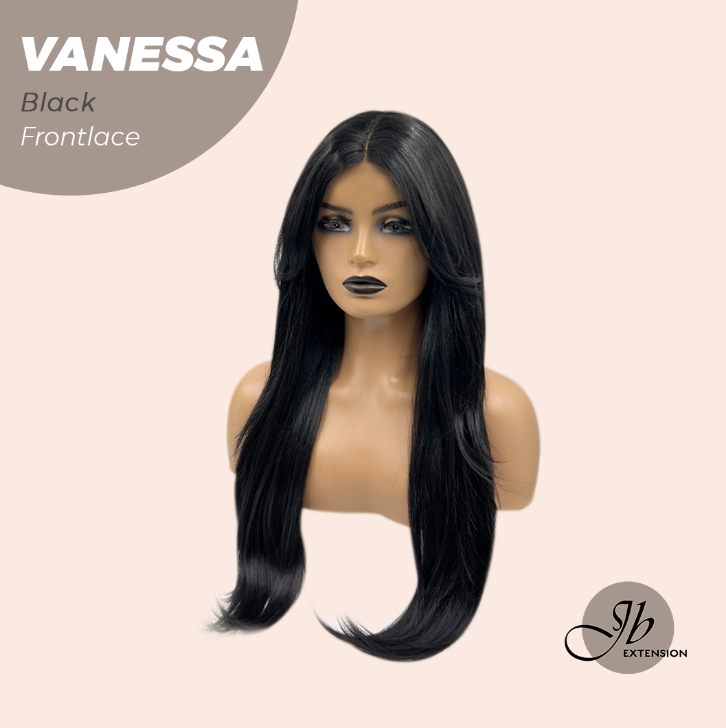JBEXTENSION 26 Inches Curly Black Pre-Cut Frontlace Wig VANESSA BLACK