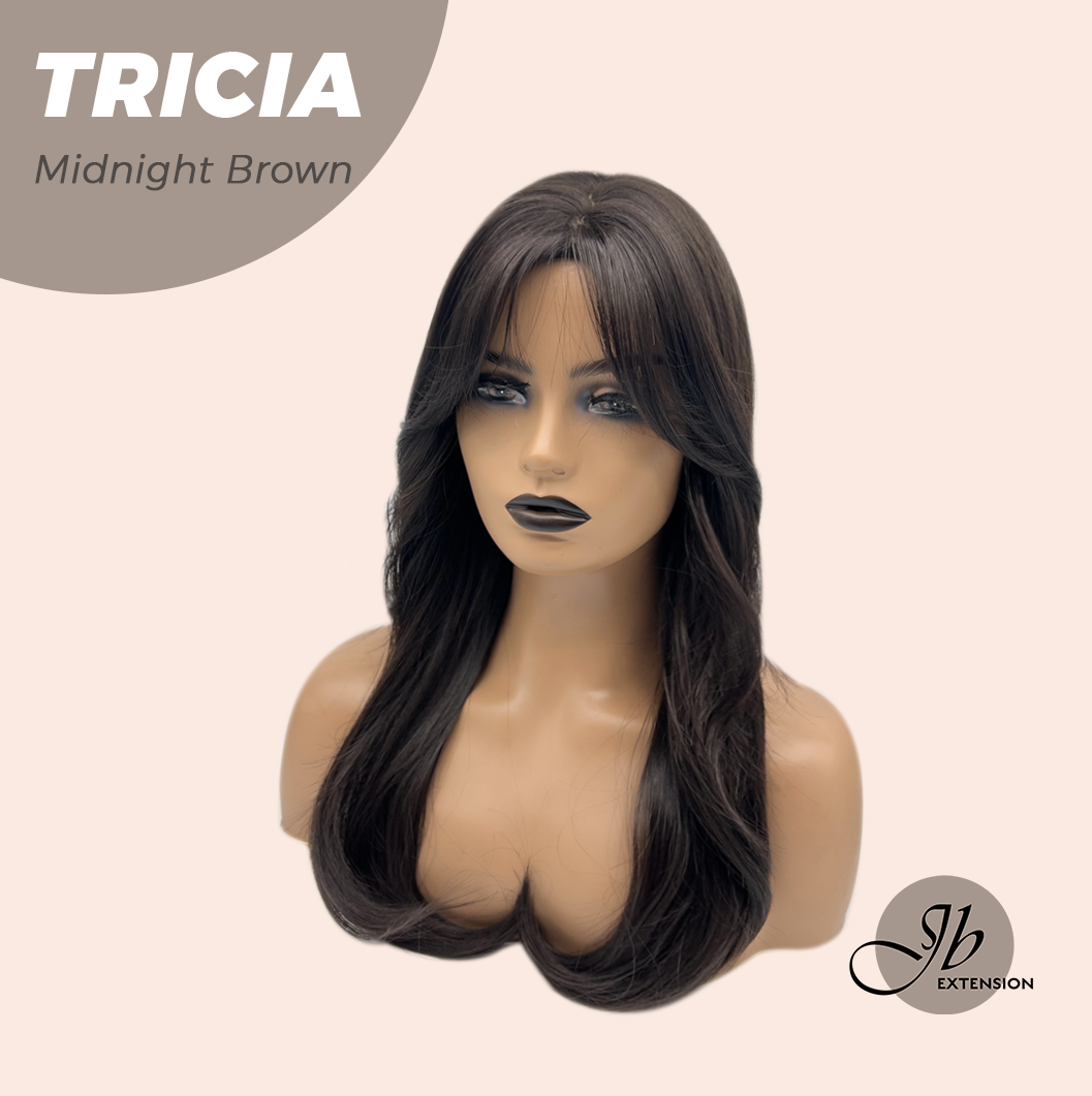 JBEXTENSION 23 Inches Curly Midnight Brown( Black/Brown) Wig TRICIA MIDNIGHT BROWN