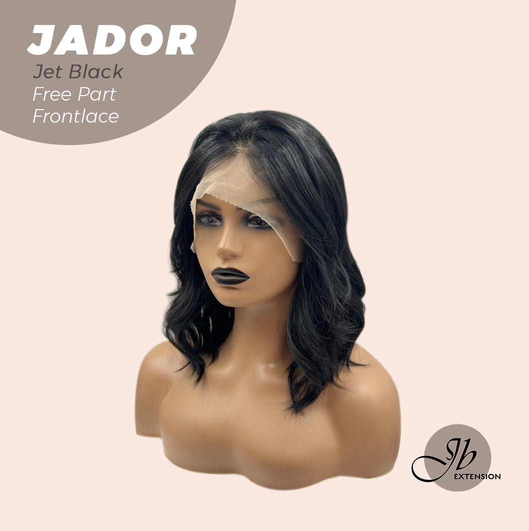 JBEXTENSION 10 Inches Jet Black Curly Lace Front Wig.Pre Plucked 13*3 HD Transparent Lace Frontal Handmade Futura Fiber Swiss Lace Synthetic Fiber Glueless Wig JADOR BLACK