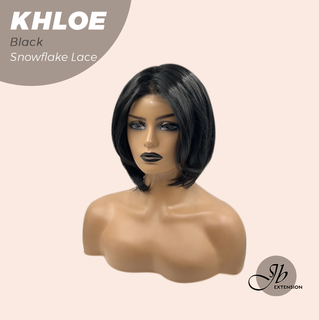 JBEXTENSION 12 Inches Bob Cut Black Pre-Cut Snowflake Lace Frontlace Glueless Wig KHLOE BLACK【PERMATEASE】【BENDY EAR TABS】