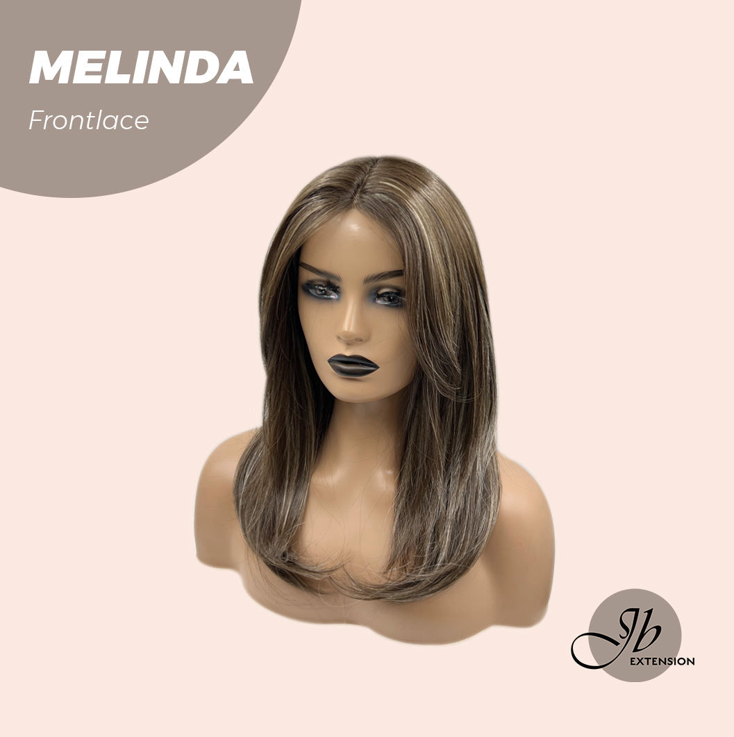 JBEXTENSION 18 Inches Brown With Highlight Pre-Cut Frontlace Glueless Side Part Wig MELINDA