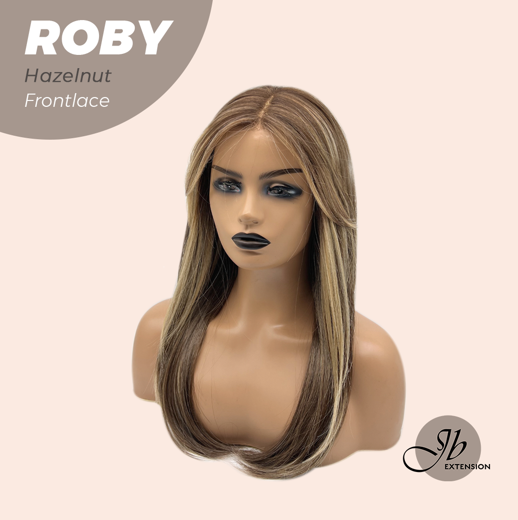 JBEXTENSION 22 Inches Hazelnut Blonde Highlight Women Pre-Cut Frontlace Glueless Wig ROBY HAZELNUT