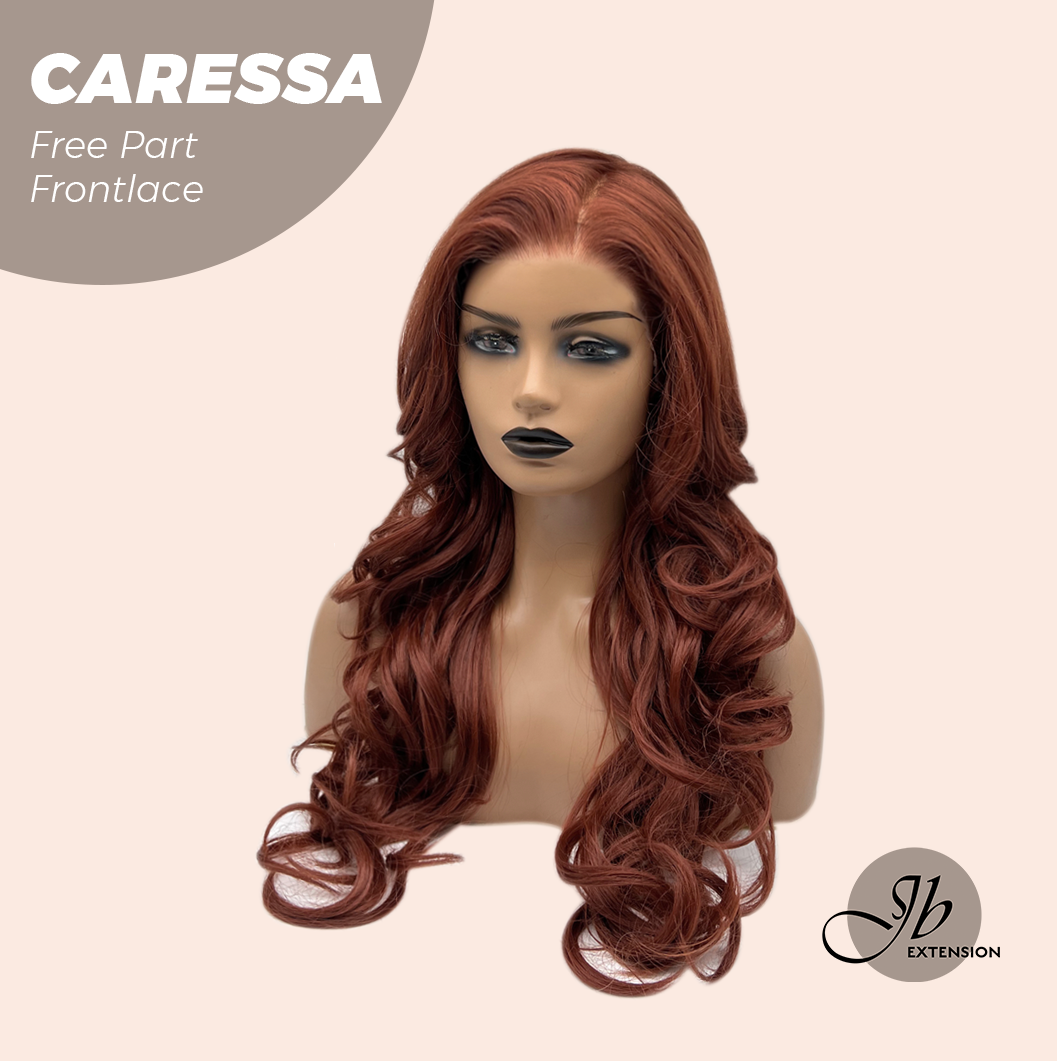 Nichole's Selection - 22 Inches Copper Curly Wave Free Part Frontlae Glueless Wig CARESSA