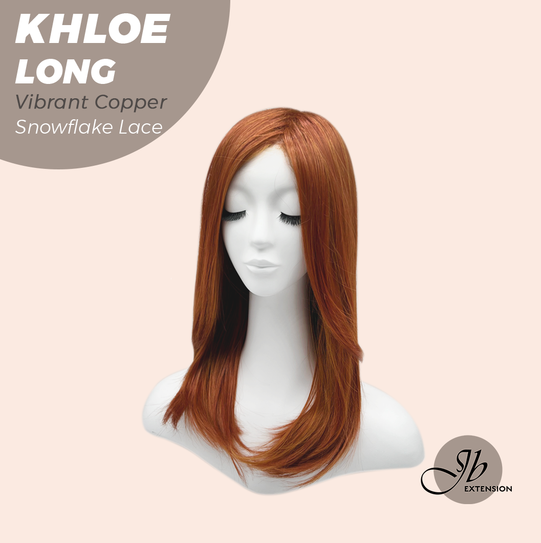 JBEXTENSION 18 Inches Vibrant Copper Pre-Cut Snowflake Lace Frontlace Glueless Wig KHLOE LONG VIBRANT COPPER【PERMATEASE】【BENDY EAR TABS】