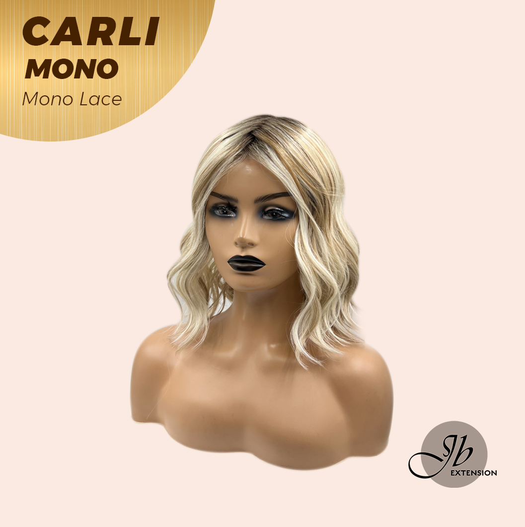 JBEXTENSION CARLI MONO Monofilament Handmade Wig 6X5 Full Monofilament Hand Tied Top Wig 14 Inches Mix Blonde Wave Mono Lace Wig With Anti-slip Silicone Strips Glueless Wig CARLI MONO【BENDY EAR TABS】