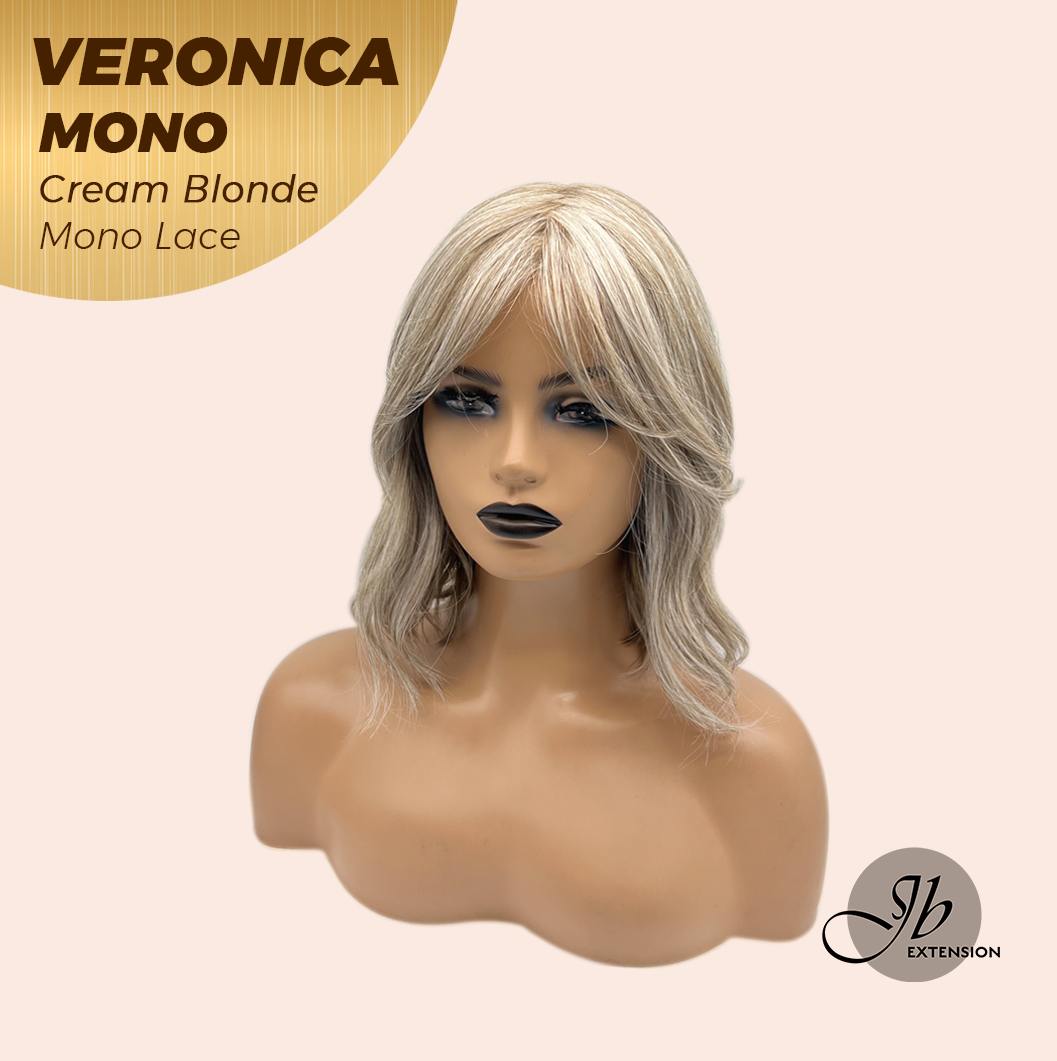 JBEXTENSION VERONICA MONO CREAM BLONDE Monofilament Handmade Wig 6X5 Full Monofilament Hand Tied Top Wig 12 Inches Cream Blonde Wave Mono Lace Wig With Anti-slip Silicone Strips Glueless Wig VERONICA MONO CREAM BLONDE【BENDY EAR TABS】