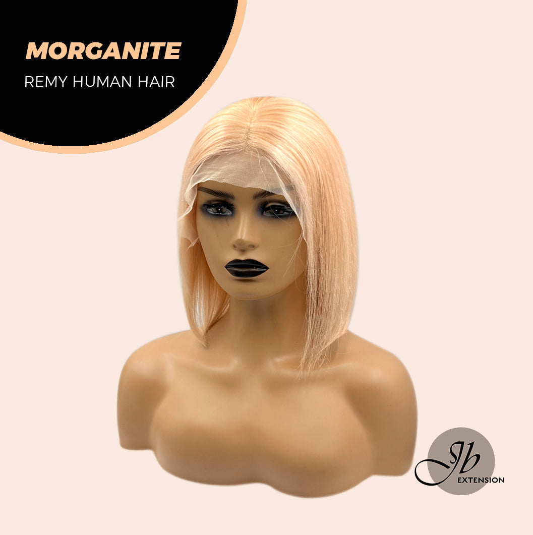 JBEXTENSION GEMSTONE COLLECTION 12 Inches Real Human Hair Peach Bob Cut Free Parting Wig MORGANITE