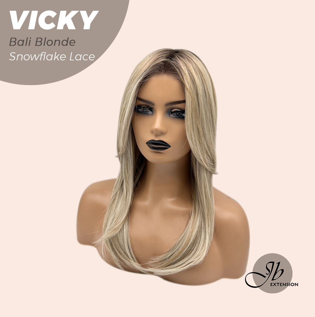 JBEXTENSION 20 Inches Bali Blonde Pre-Cut Snowflake Lace Frontlace Glueless Wig VICKY BALI BLONDE【PERMATEASE】【BENDY EAR TABS】- M/L