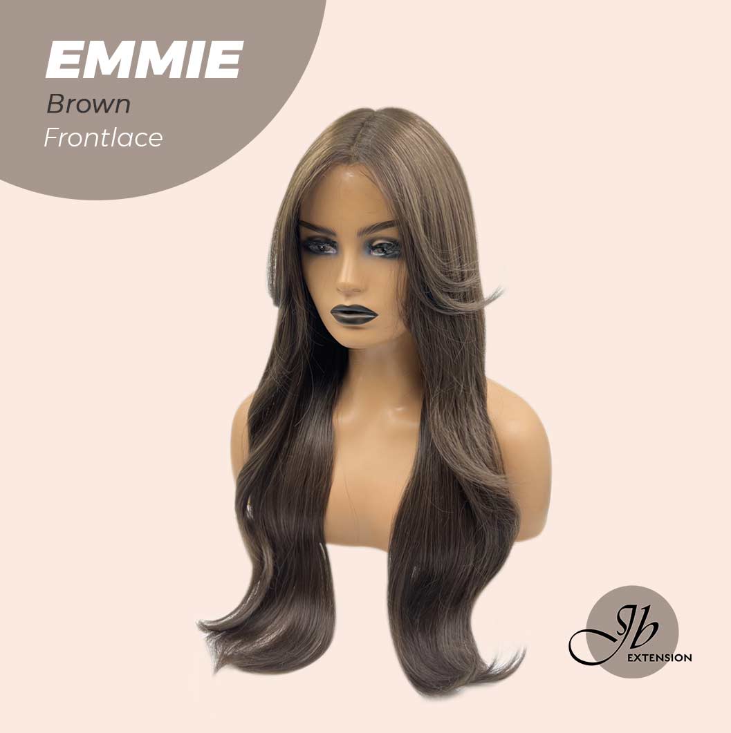 Nichole's Selection - 26 Inches Curly Women Cold Brown Wig Pre-Cut Frontlace Glueless Wig EMMIE BROWN