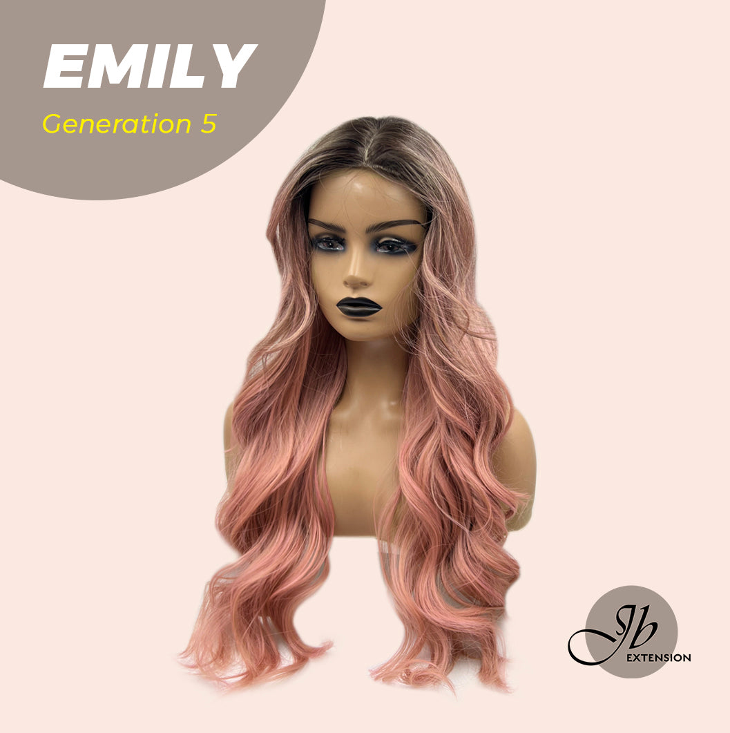 JBEXTENSION GENERATION FIVE 26 Inches Curly Ombre Pink Women Wig Without Bangs EMILY G5