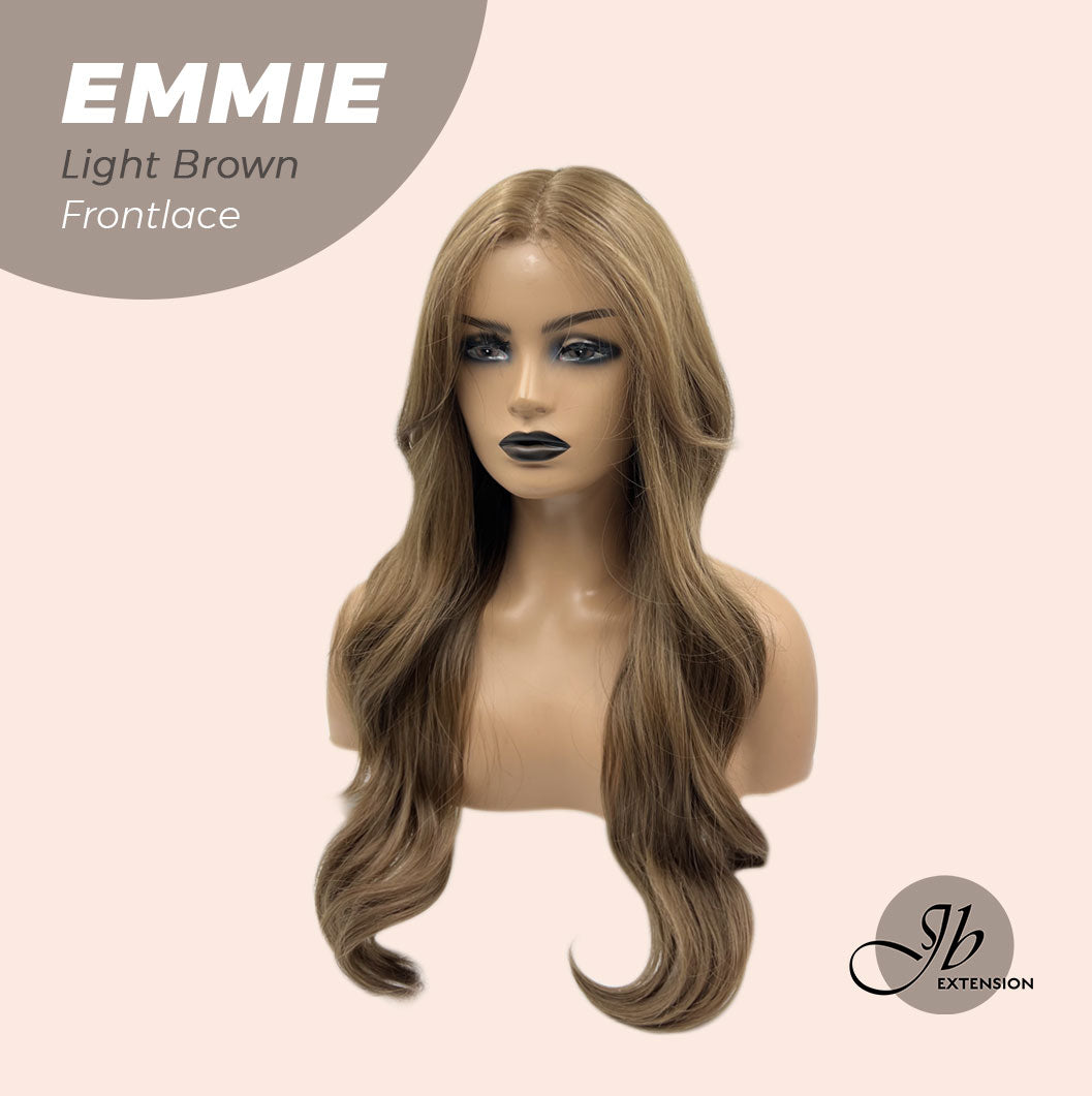 JBEXTENSION 26 Inches Curly Women Light Brown Wig Pre-Cut Frontlace Glueless Wig EMMIE LIGHT BROWN