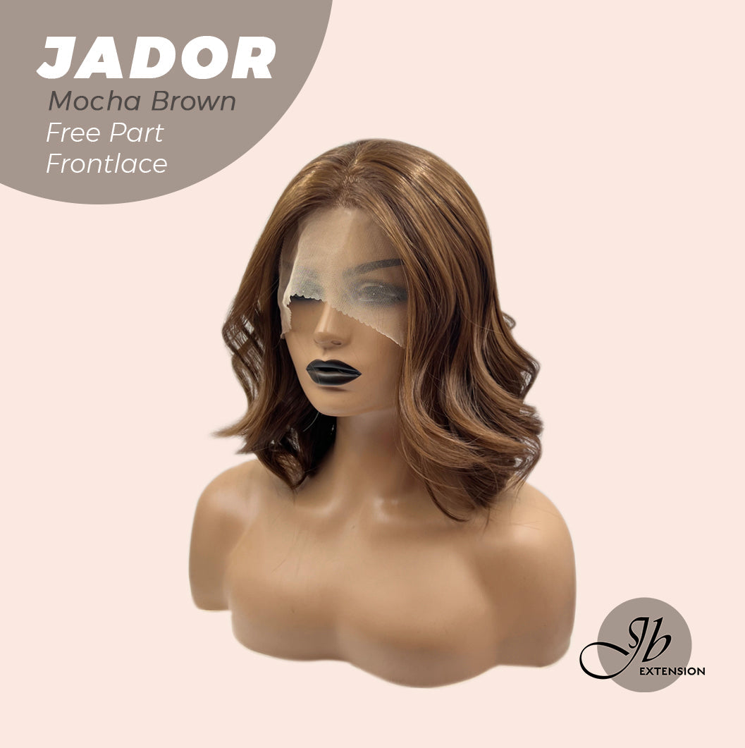 JBEXTENSION 10 Inches Mocha Brown Curly Lace Front Wig.Pre Plucked 13*3 HD Transparent Lace Frontal Handmade Futura Fiber Swiss Lace Synthetic Fiber Glueless Wig JADOR MOCHA BROWN