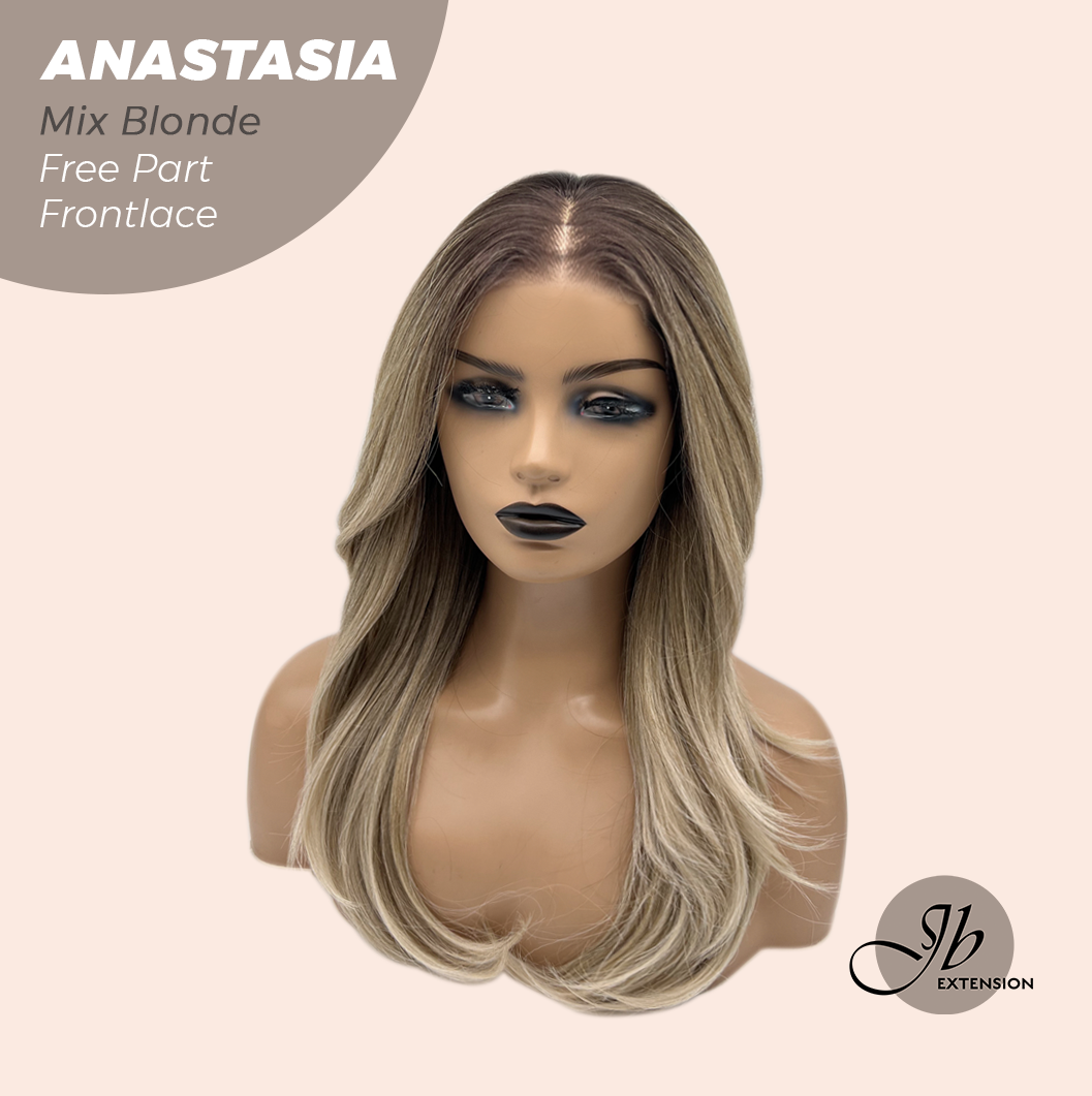 JBEXTENSION 20 Inches Mix Blonde Curly Pre-Cut 13X3 Lace Free Part Frontlace Glueless Wig ANASTASIA MIX BLONDE
