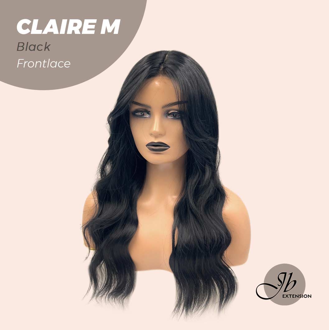 JBEXTENSION 22 Inches Body Wave Jet Black Pre-Cut Frontlace Glueless Wig CLAIRE M BLACK