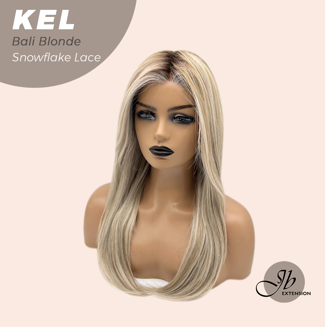 JBEXTENSION 22 Inches Bali Blonde Pre-Cut Snowflake Lace Frontlace Glueless Wig KEL BALI BLONDE【PERMATEASE】【BENDY EAR TABS】- M/L
