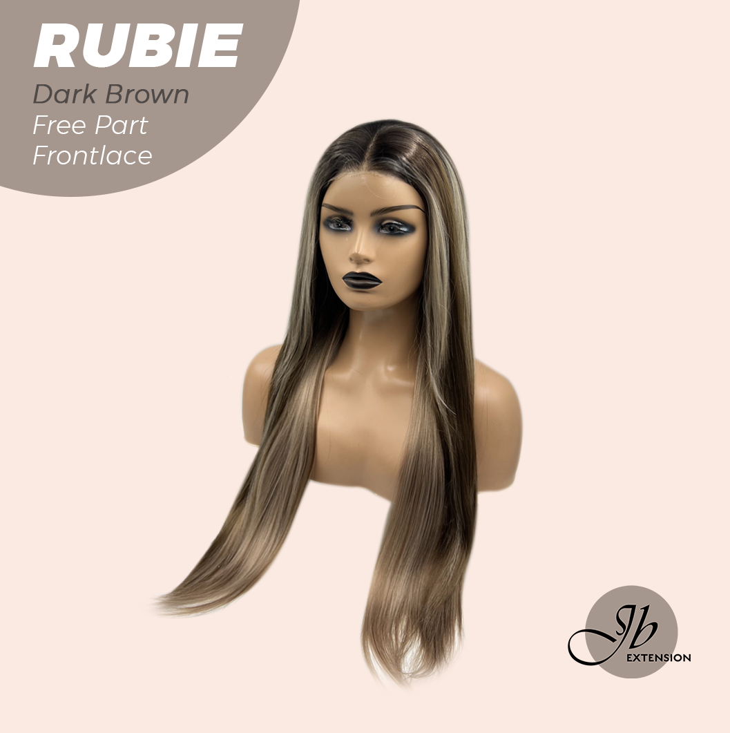 Get the Influencer Look with 30 Inches Dark Brown With Highlight Long Straight Fiber X-RUBIE DARK BROWN