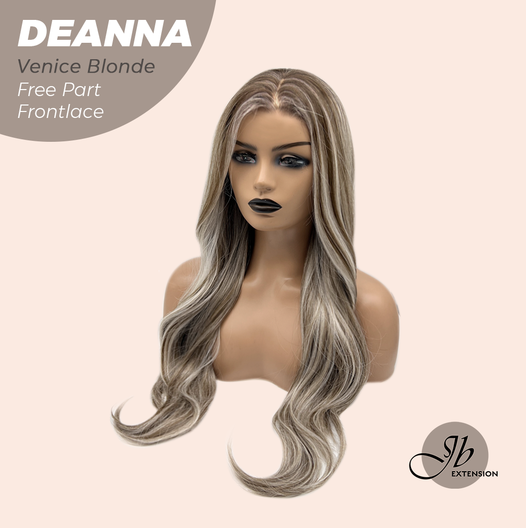 JBEXTENSION 28 Inches Long Venice Blonde Curly Pre-Cut Free Part Frontlace Glueless Wig DEANNA VENICE BLONDE