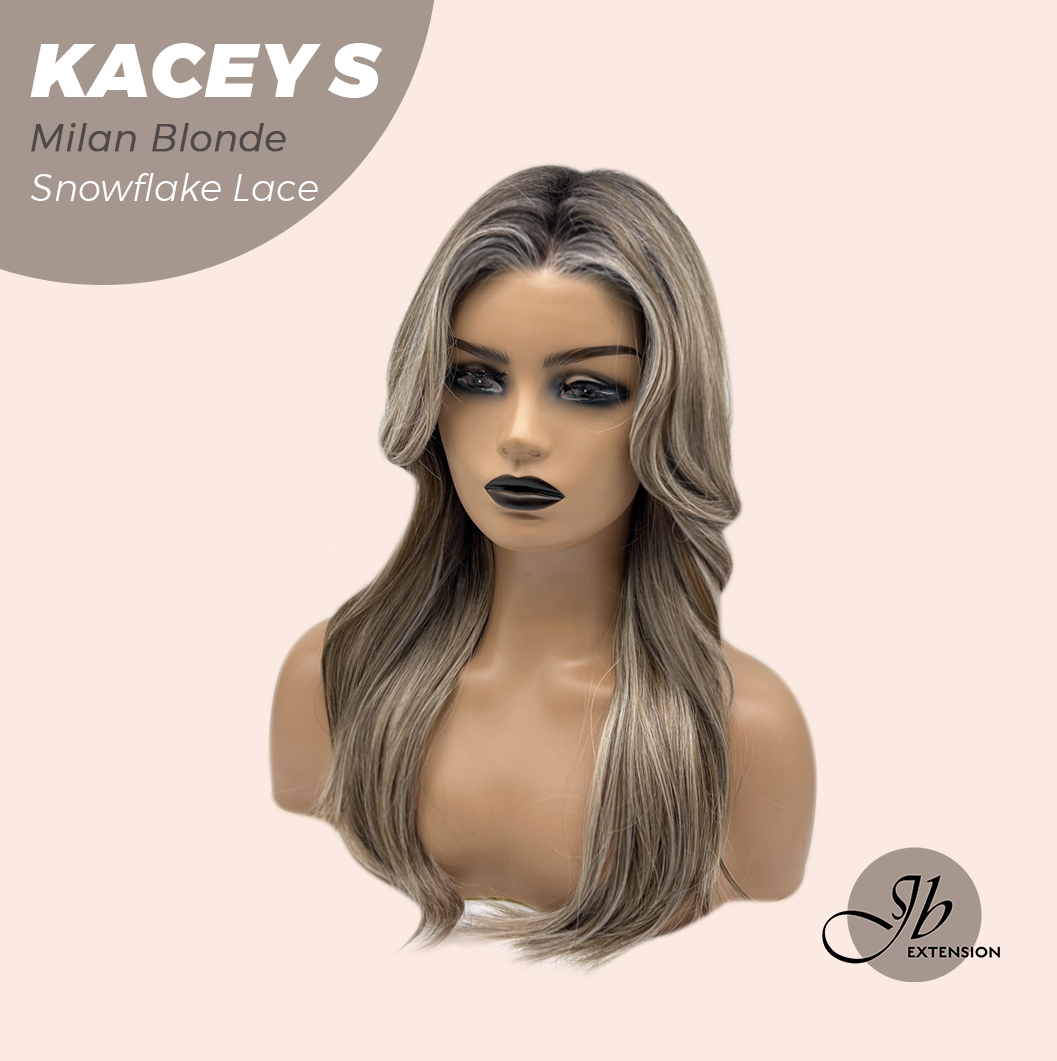 JBEXTENSION 20 Inches Milan Blonde Pre-Cut Snowflake Lace Frontlace Glueless Wig KACEY S MILAN BLONDE【PERMATEASE】【BENDY EAR TABS】