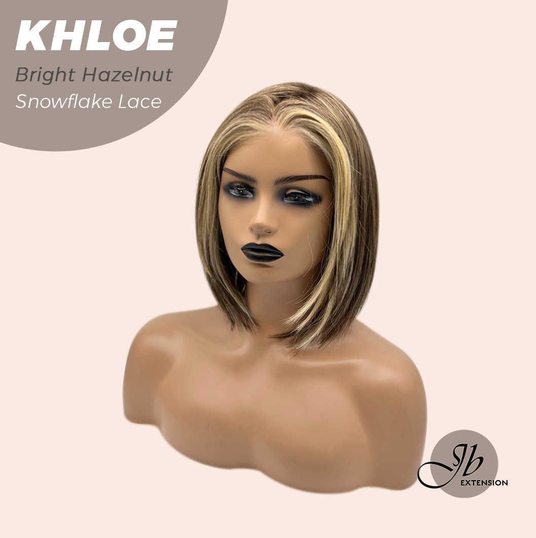 JBEXTENSION 12 Inches Bob Cut Bright Hazelnut Pre-Cut Snowflake Lace Frontlace Glueless Wig KHLOE BRIGHT HAZELNUT【PERMATEASE】【BENDY EAR TABS】