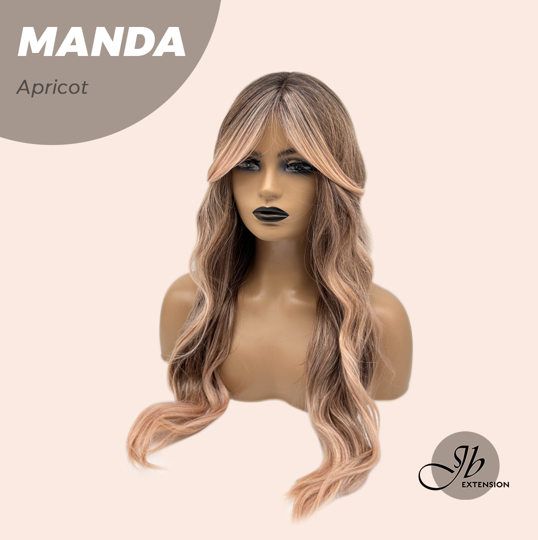 JBEXTENSION 26 Inches Long Apricot Body Wave With Bangs MANDA APRICOT