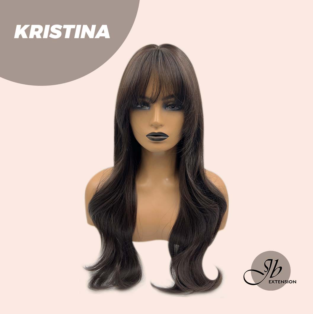 JBEXTENSION 25 Inches Soft Black Curly Wig With Full Bangs KRISTINA