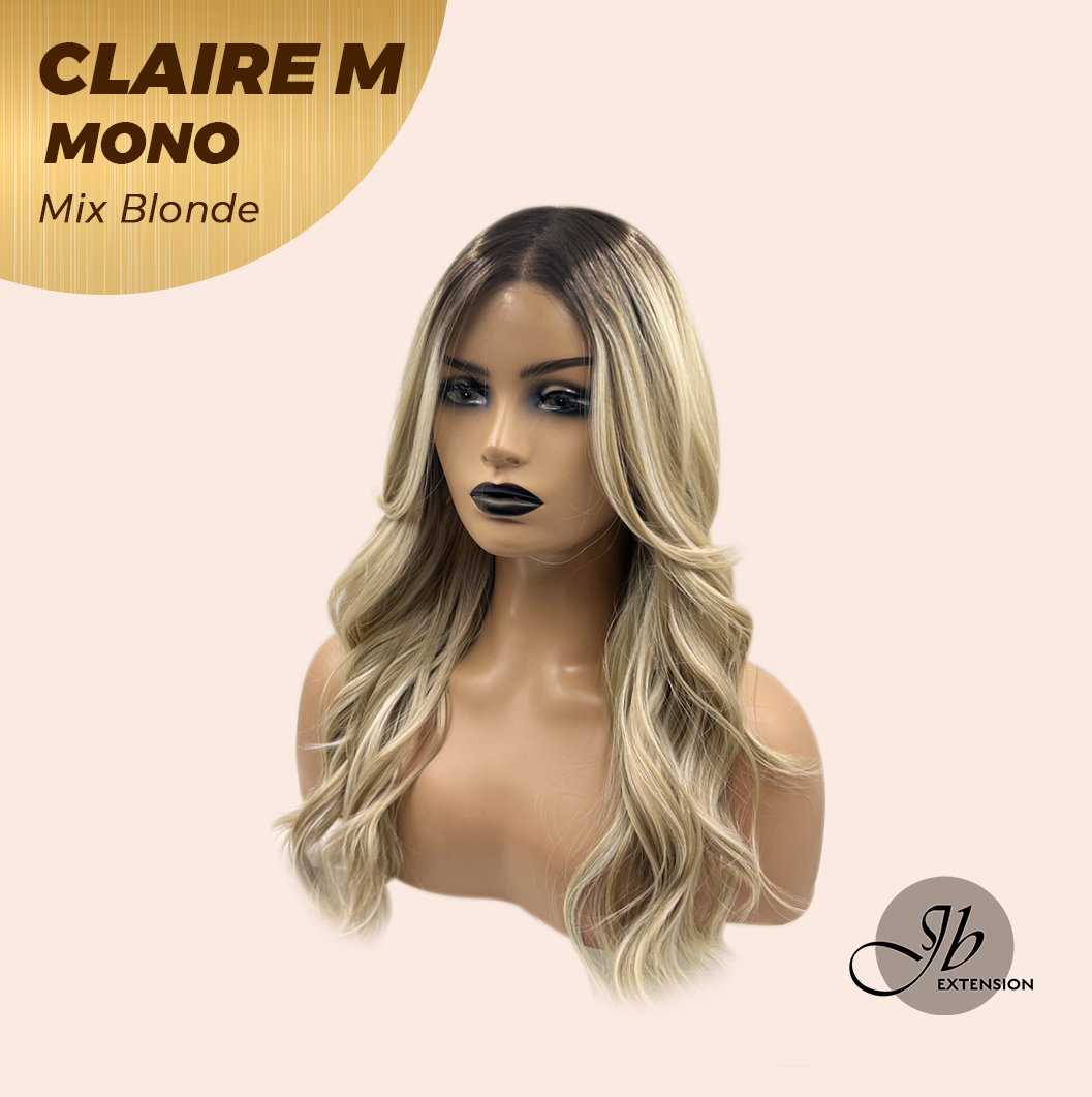 [PRE-ORDER] JBEXTENSION CLAIRE MONO MIX BLONDE Partial Monofilament Wig 22 Inches Mix Blonde Partial Mono Lace Glueless Wig CLAIRE MONO MIX BLONDE【BENDY EAR TABS】