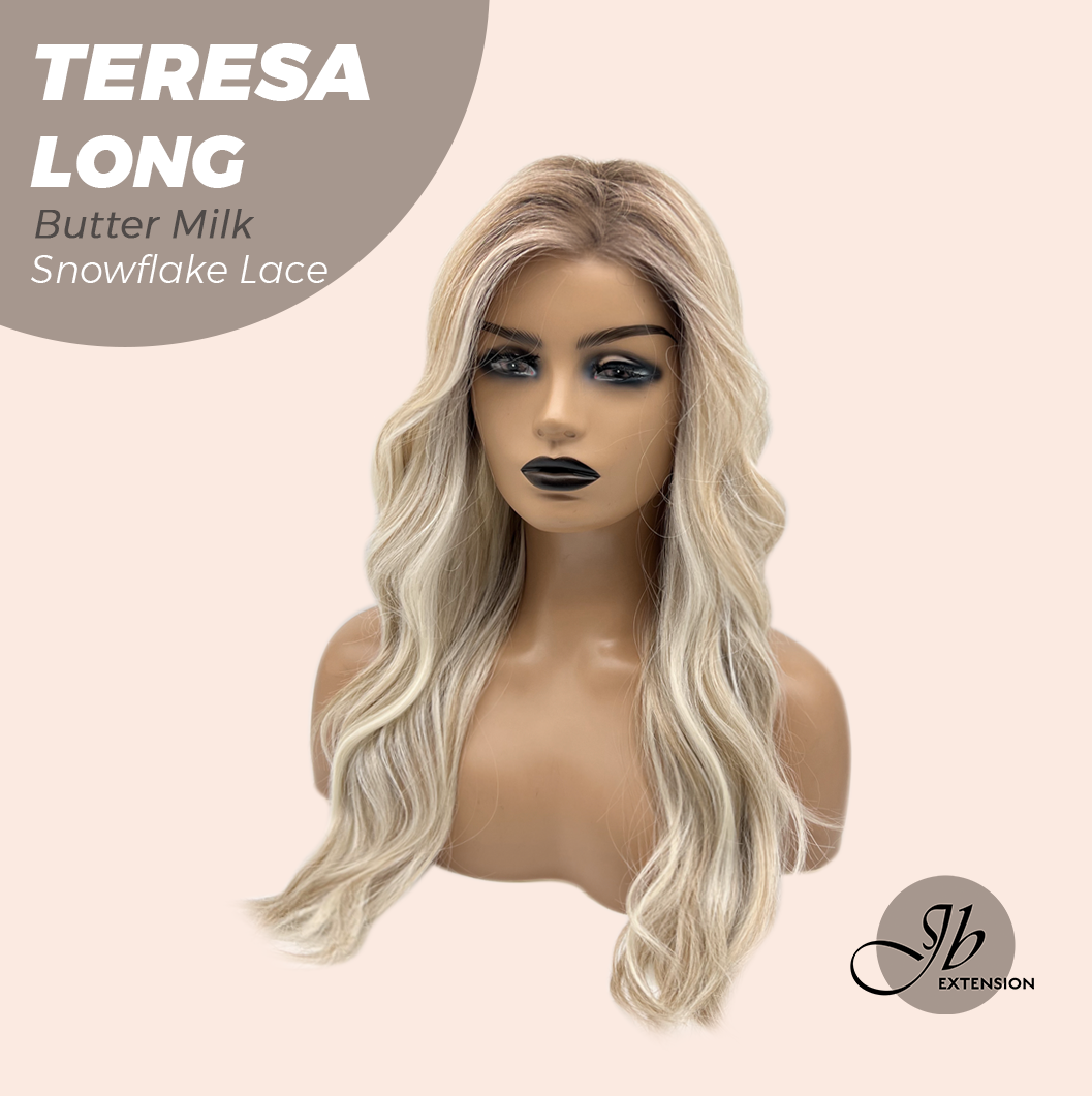 JBEXTENSION 22 Inches Long Butter Milk Pre-Cut Snowflake Lace Frontlace Glueless Wig TERESA LONG BUTTER MILK【PERMATEASE】【BENDY EAR TABS】