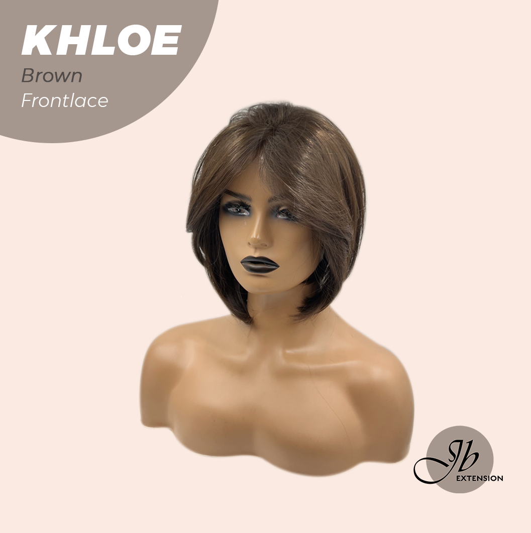 JBEXTENSION 12 Inches Bob Cut Brown Pre-Cut Snowflake Lace Frontlace Glueless Wig KHLOE BROWN【PERMATEASE】【BENDY EAR TABS】