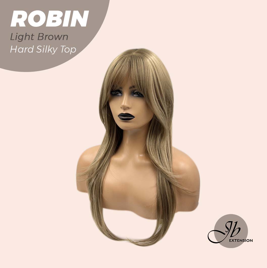 JBEXTENSION 22 Inches  Scalpiana Light Brown Wolf Cut 3.5X4 Hard Silky Top Natural Scalp Effect Wig ROBIN LIGHT BROWN