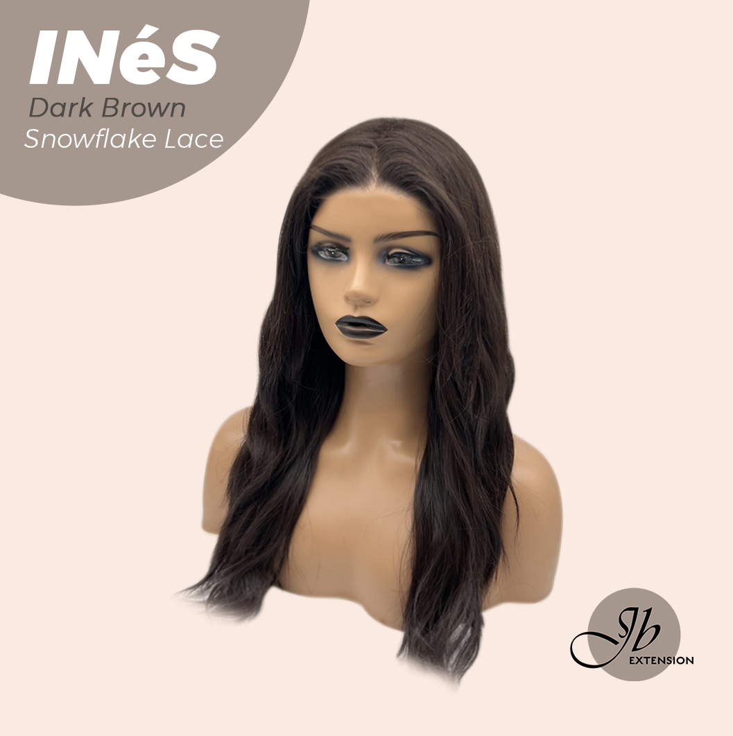 JBEXTENSION 22 Inches Dark Brown Pre-Cut Snowflake Lace Frontlace Glueless Wig INéS DARK BROWN【PERMATEASE】【BENDY EAR TABS】- M/L