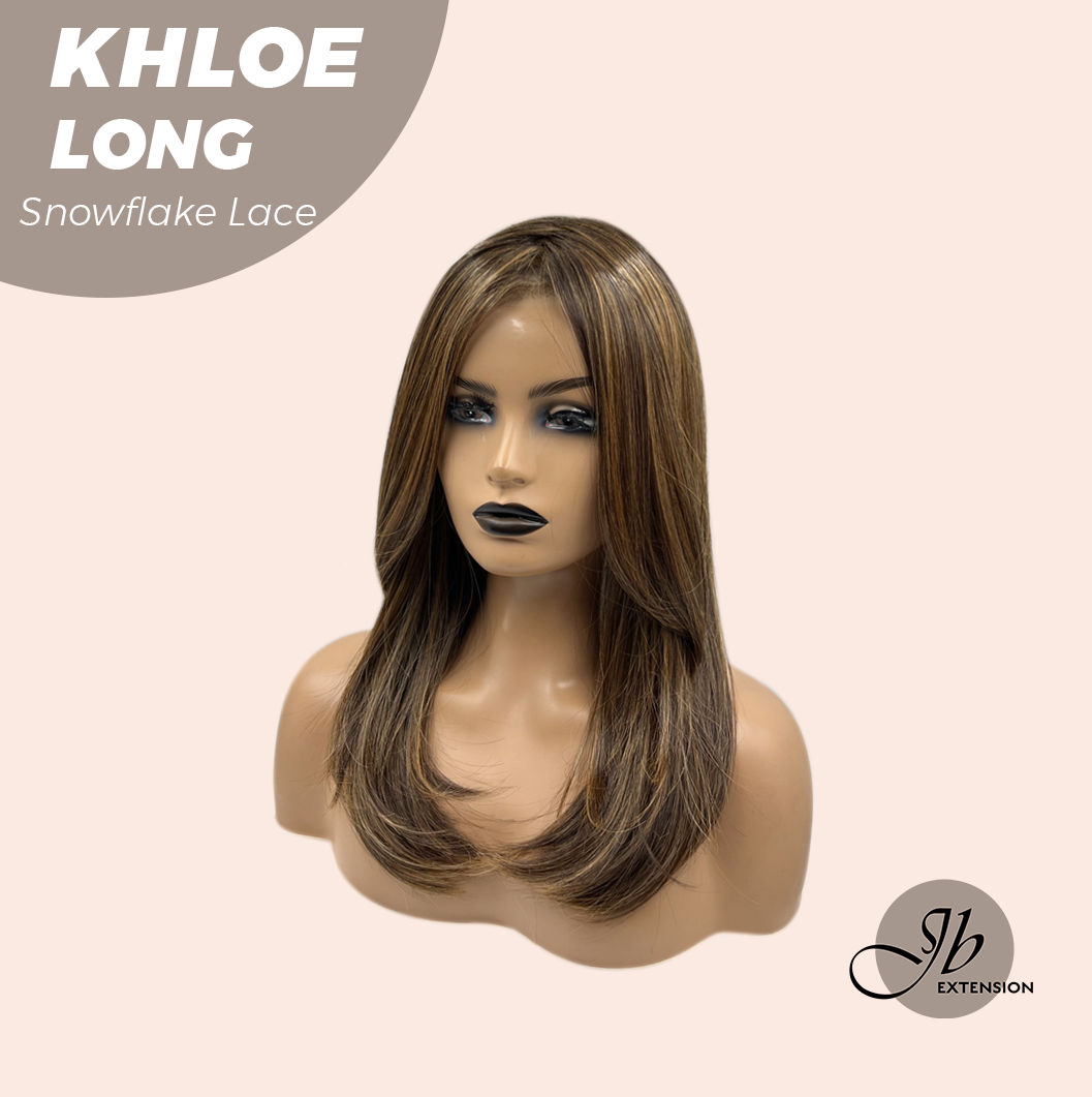 JBEXTENSION 18 Inches Caramel Pre-Cut Snowflake Lace Frontlace Glueless Wig KHLOE LONG【PERMATEASE】【BENDY EAR TABS】