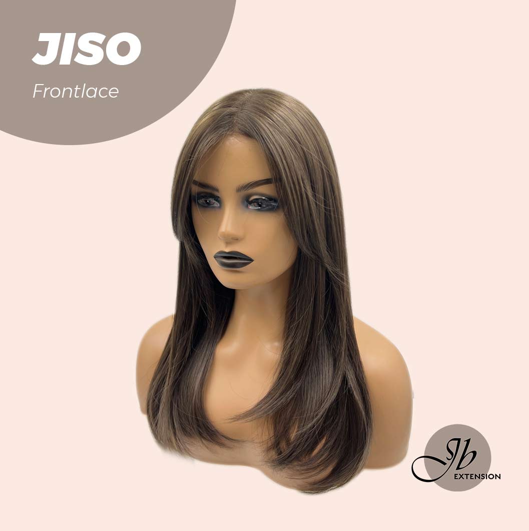 JBEXTENSION 20 Inches Nature Brown Pre-Cut Frontlace Glueless Wig With Bangs JISO