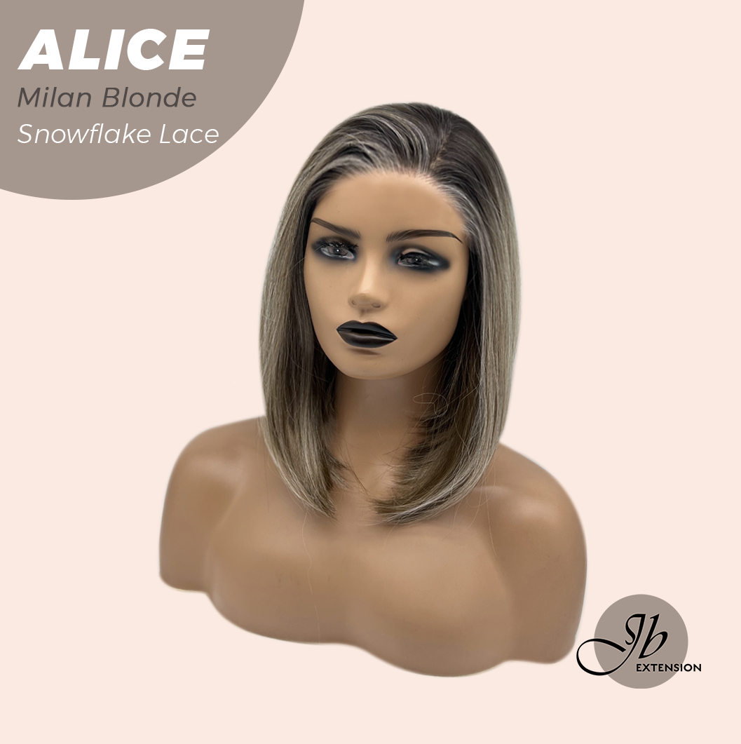 JBEXTENSION 12 Inches Milan Blonde Pre-Cut Side Part Snowflake Lace Frontlace Glueless Wig ALICE MILAN BLONDE【BENDY EAR TABS】- M/L