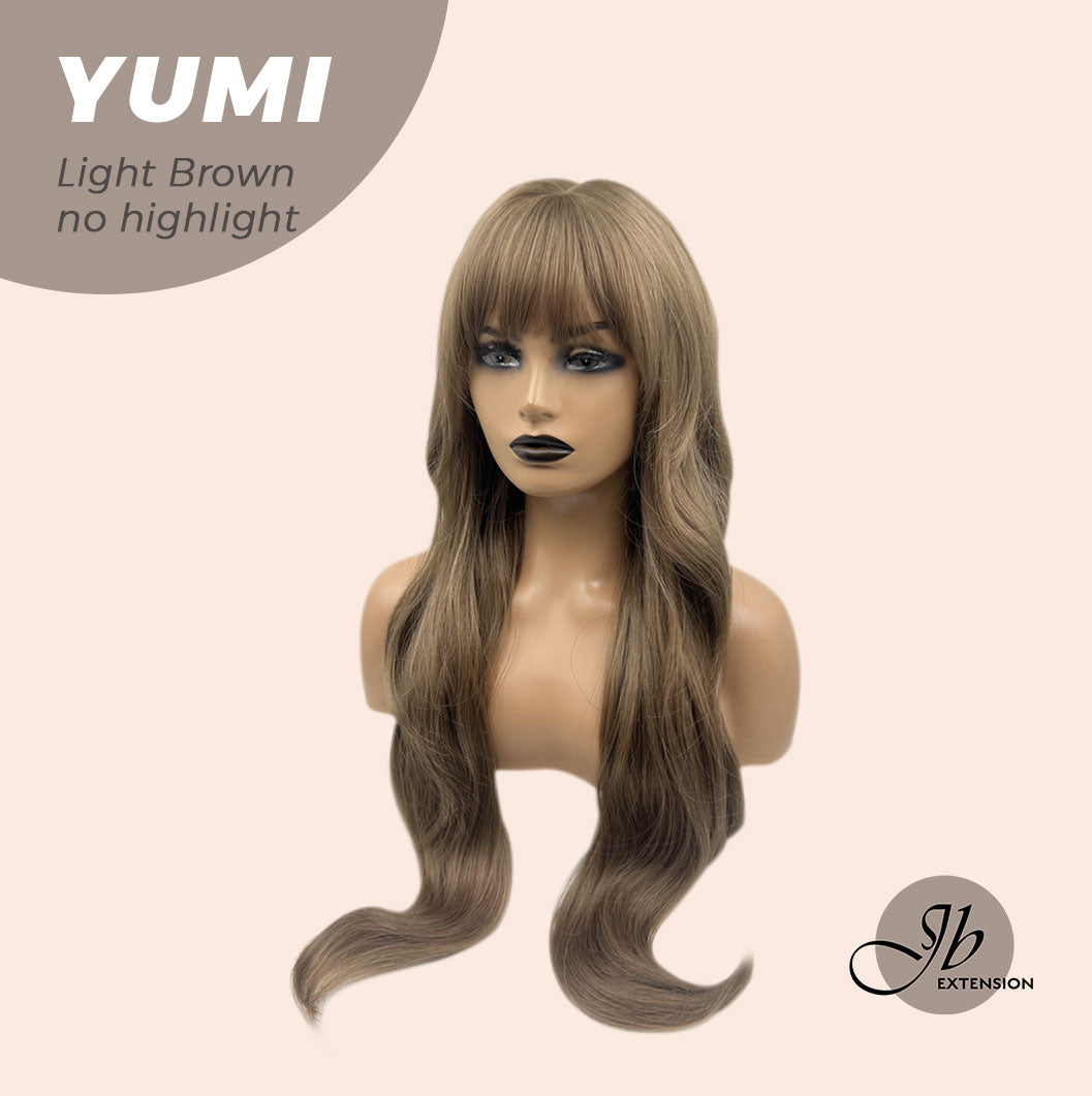 JBEXTENSION 30 Inches Long Light Brown Wig With Bangs YUMI LIGHT BROWN No Highlight