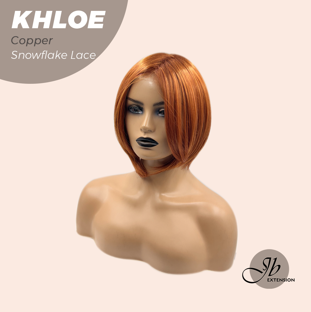 HOT OF SEASON - 12 Inches Bob Cut Copper Pre-Cut Snowflake Lace Frontlace Glueless Wig KHLOE COPPER【PERMATEASE】【BENDY EAR TABS】