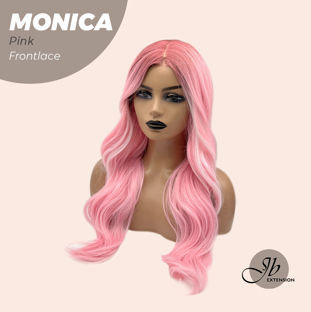 JBEXTENSION 26 Inches Curly Pink Pre-Cut Frontlace Glueless Wig MONICA PINK
