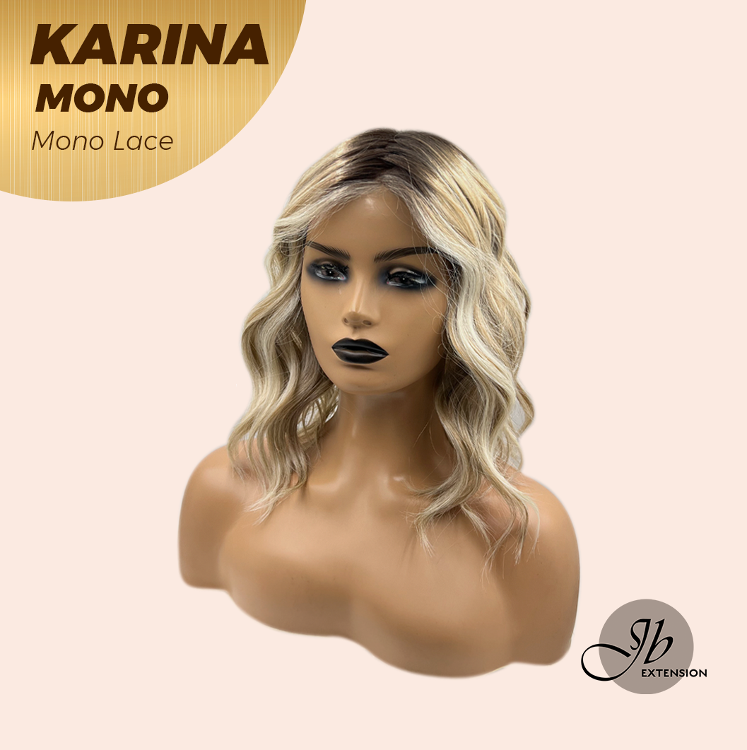 JBEXTENSION KARINA MONO Full Monofilament Handmade Full Lace Full Hand Tied Wig 14 Inches Blonde Mono Lace Handmade Futura Fiber Wig Glueless Wig KARINA MONO【BENDY EAR TABS】