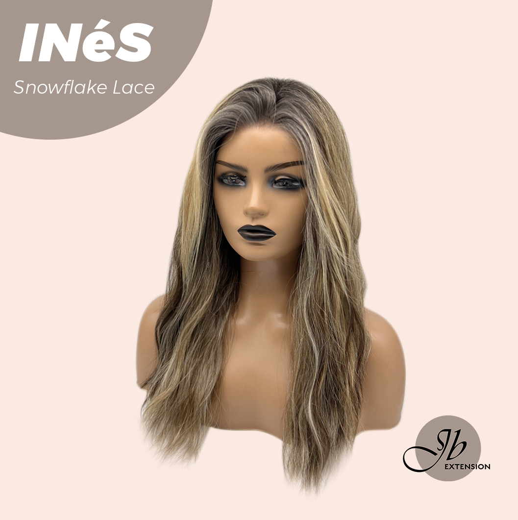 JBEXTENSION 22 Inches Mix Blonde Pre-Cut Snowflake Lace Frontlace Glueless Wig INéS SNOWFLAKE【PERMATEASE】【BENDY EAR TABS】- M/L