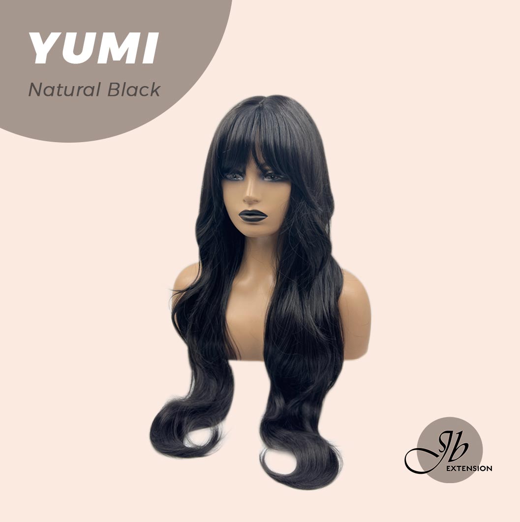 JBEXTENSION 30 Inches Long Natural Black Wig With Bangs YUMI NATURAL BLACK