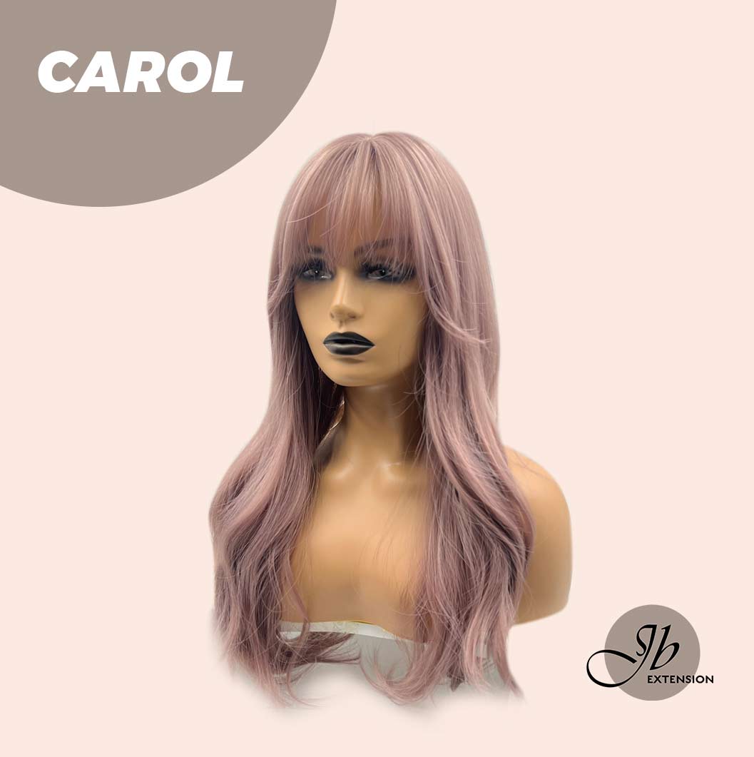 JBEXTENSION 22 Inches Smoke Pink Curly Wig With Bangs CAROL