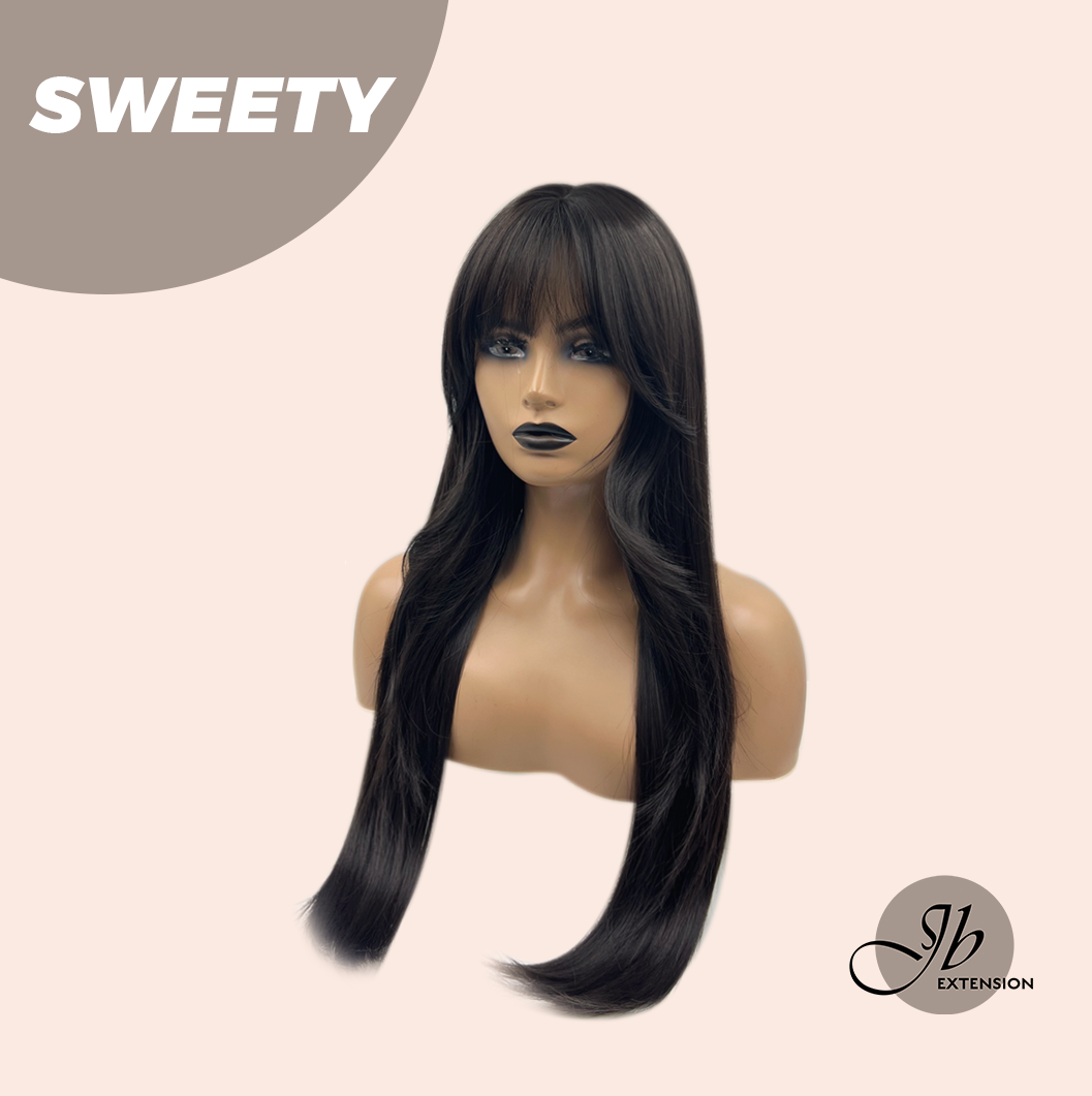JBEXTENSION 28 Inches Midnight Brown( Black/Brown) Wig With Bangs SWEETY