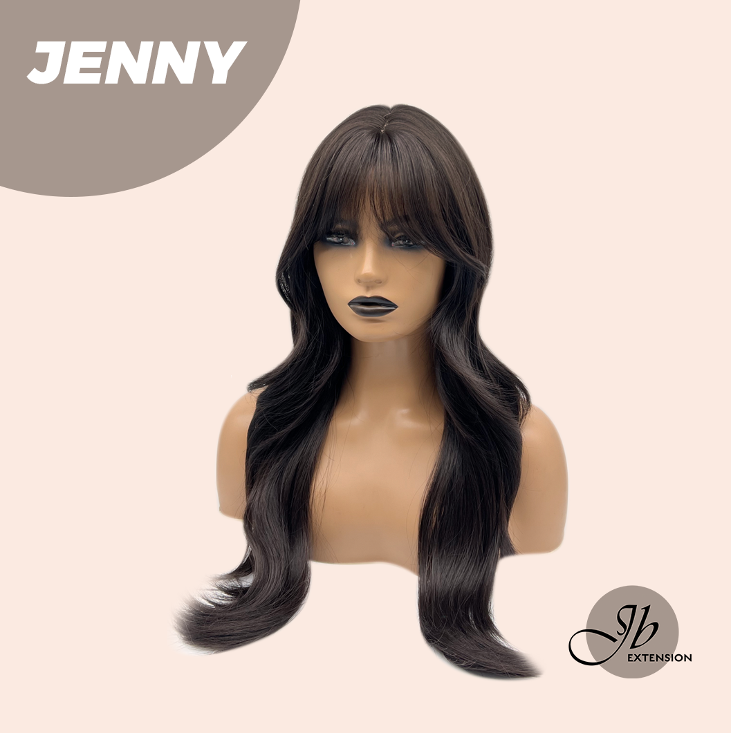 JBEXTENSION 25 Inches Midnight Brown( Black/Brown) Curly Wig with Bangs JENNY