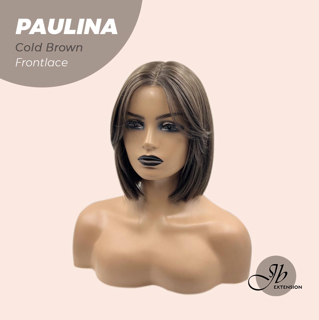 JBEXTENSION 10 Inches Bob Cut Cold Brown Straight Pre-Cut Frontlace Glueless Wig PAULINA COLD BROWN