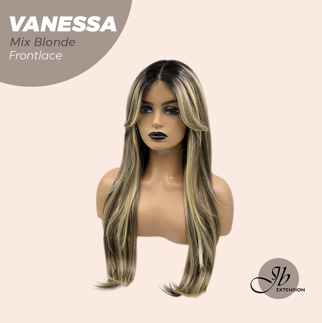 JBEXTENSION 26 Inches Curly Mix Blonde Pre-Cut Frontlace Wig VANESSA MIX BLONDE