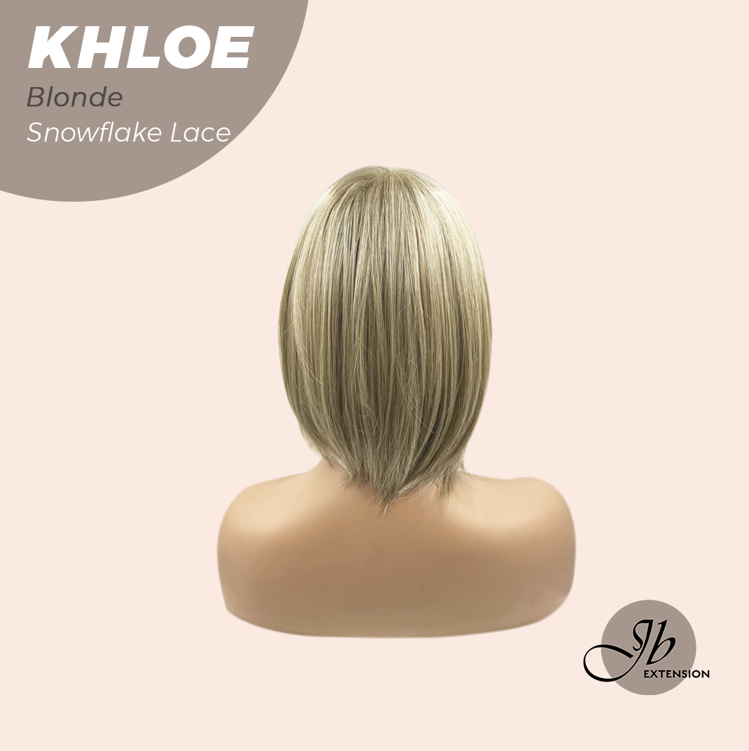 JBEXTENSION 12 Inches Bob Cut Blonde Pre-Cut Snowflake Lace Frontlace Glueless Wig KHLOE BLONDE【PERMATEASE】【BENDY EAR TABS】
