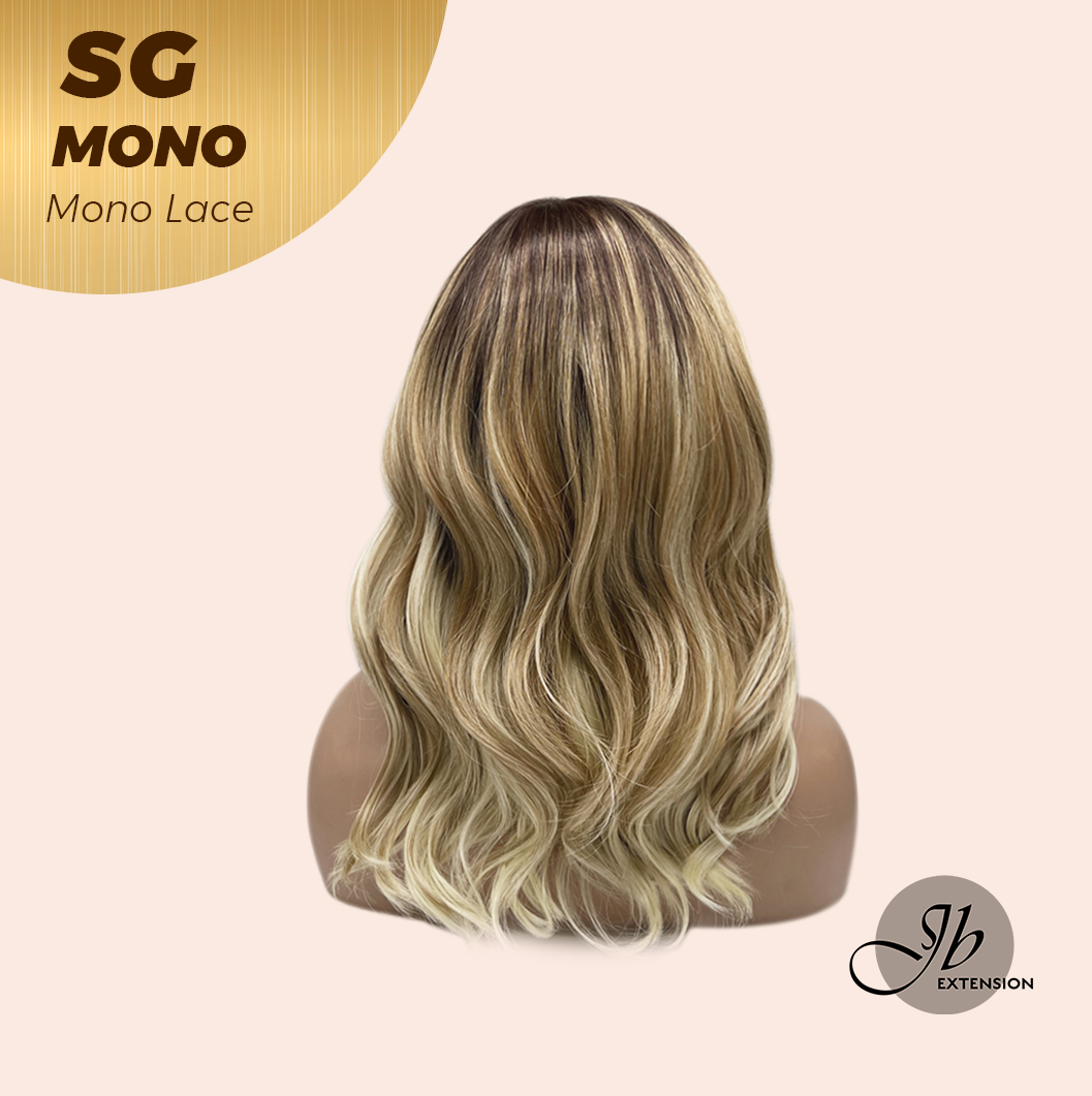 JBEXTENSION SG MONO Monofilament Handmade Wig 6X5 Full Monofilament Hand Tied Top Wig 15 Inches Sunset Blonde Mono Lace Wig With Anti-slip Silicone Strips Glueless Wig SG MONO【BENDY EAR TABS】